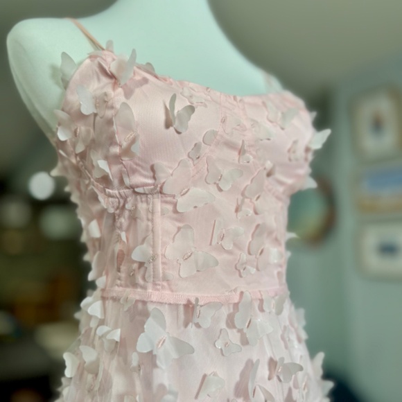 BETSEY JOHNSON BUTTERFLY MAXI DRESS PINK small - Picture 5 of 9